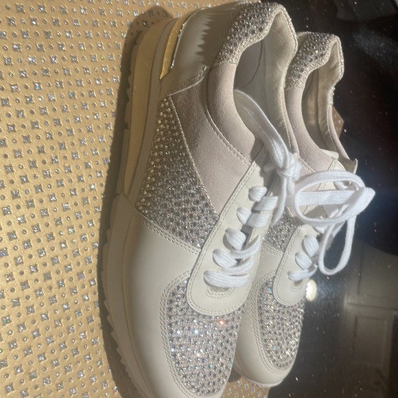 NWT MICHAEL KORS ALLIE RAP GLITTER TRAINER SNEAKER. SIZE 8 - Picture 2 of 3